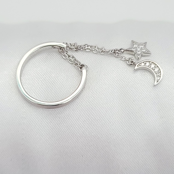925 Sterling silver moon/star charm ring. New - Picture 4 of 6